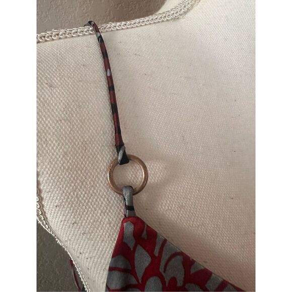 Cinq à Sept 100% Silk Strappy Tank Top Red black size large - Picture 3 of 6